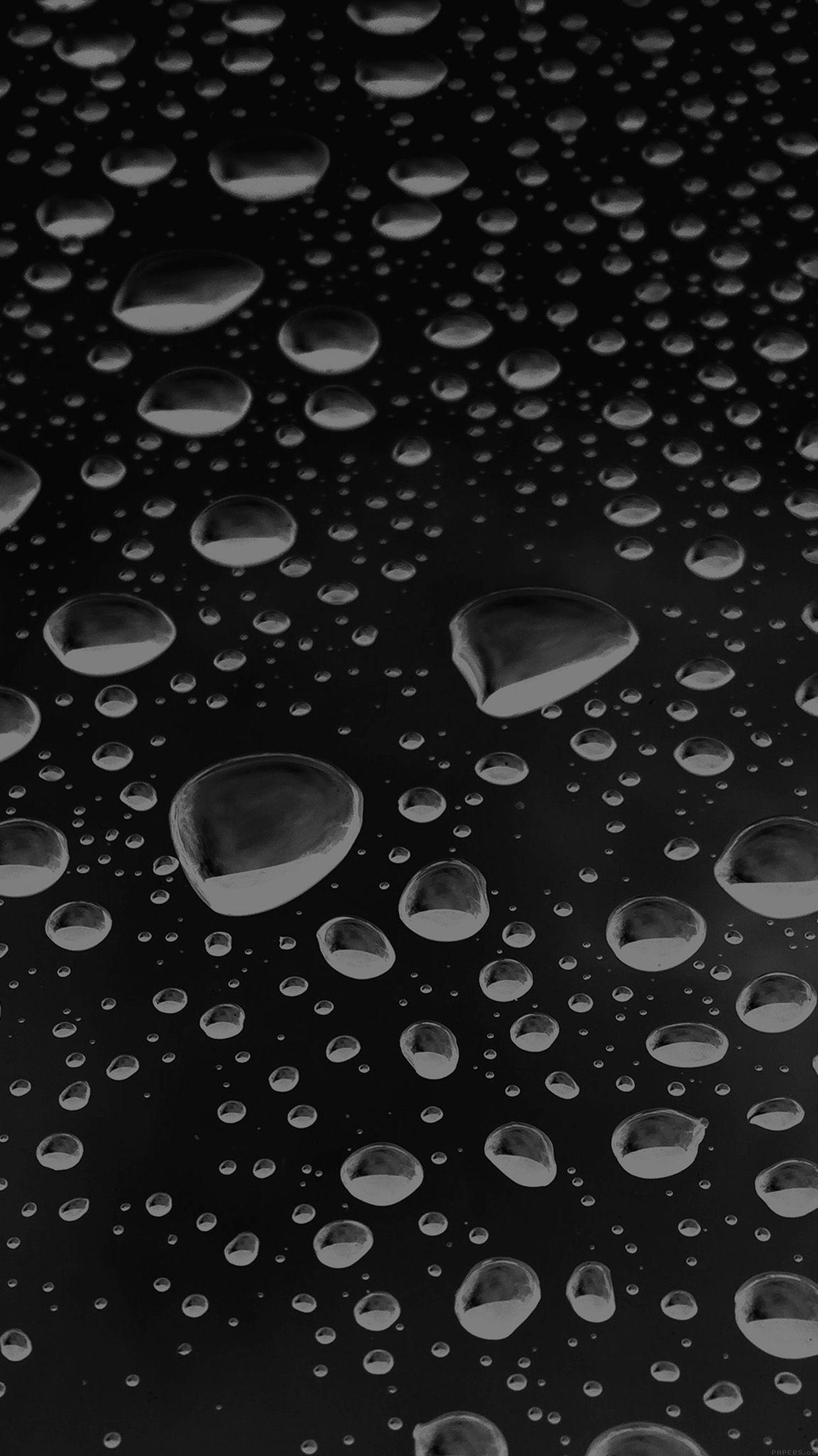 1242x2208 iPhone X wallpaper. rain drops black bw water pattern