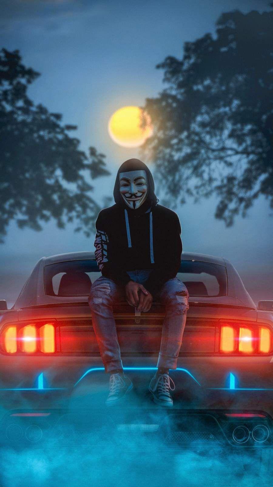 900x1600 Anonymous Guy and Mustang iPhone Wallpaper. Joker HD wallpaper, Mustang iphone wallpaper, Joker wallpaper