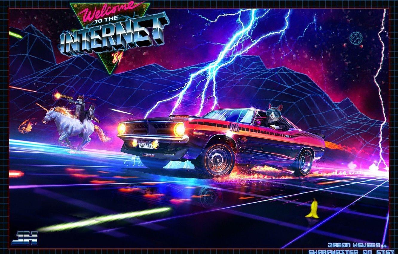 1332x850 Wallpaper Mustang, Ford, Music, Neon, Machine, Cat, Weapons, Zipper, Unicorn, Ford Mustang, Electronic, Cats, Synthpop, Darkwave, Synth image for desktop, section фантастика