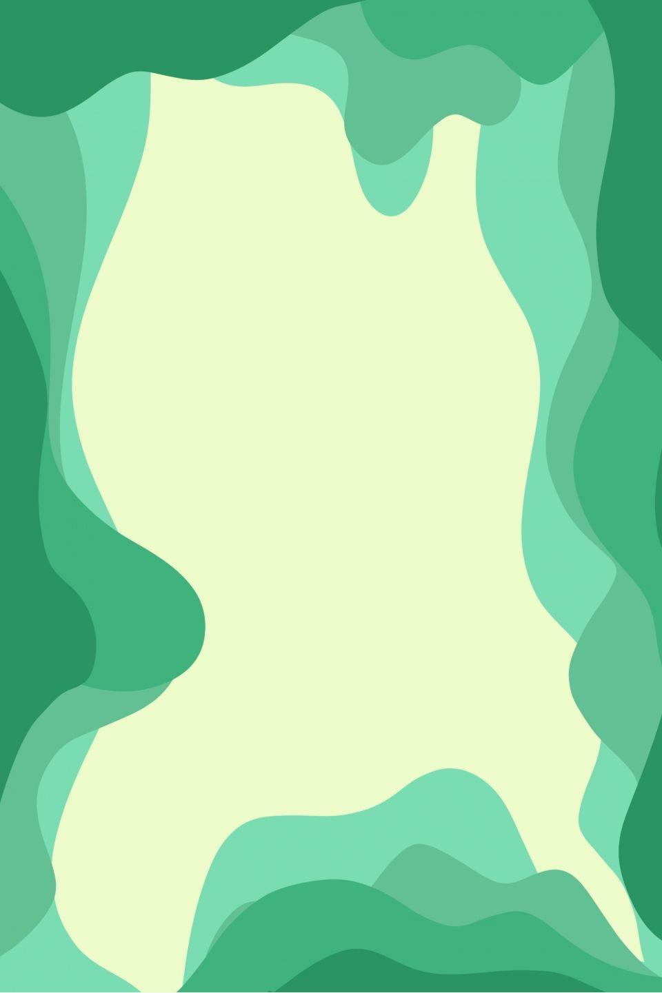 960x1441 Small Fresh Green Cute Wavy Border Poster Background, Fresh, Cute, Green Background Image for Free Download