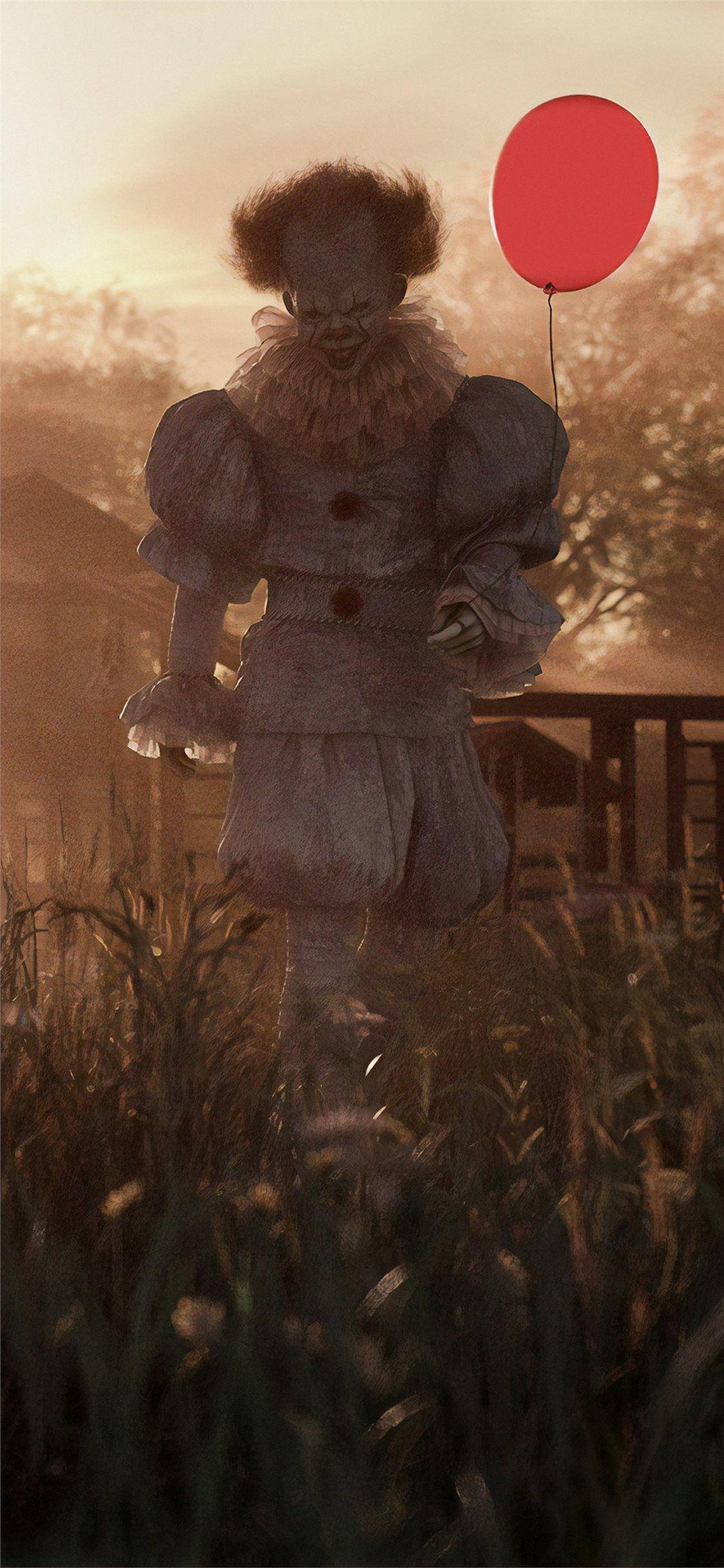 1125x2436 pennywise with ballons iPhone 11 Wallpaper Free Download