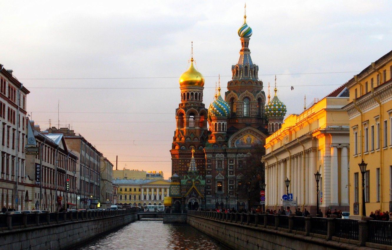 1332x850 Wallpaper river, building, home, boats, Russia, promenade, Peter, Saint Petersburg, St. Petersburg, Church of the Savior on blood image for desktop, section город
