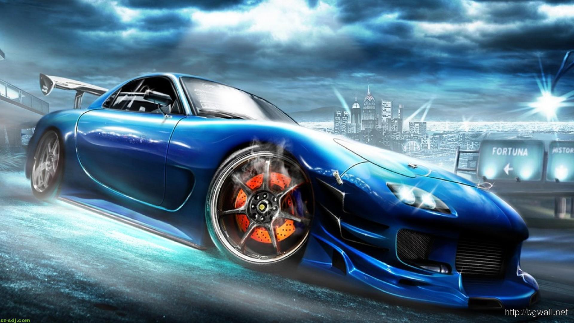 1920x1080 Cool Blue Mazda Rx 7 Wallpaper Desktop