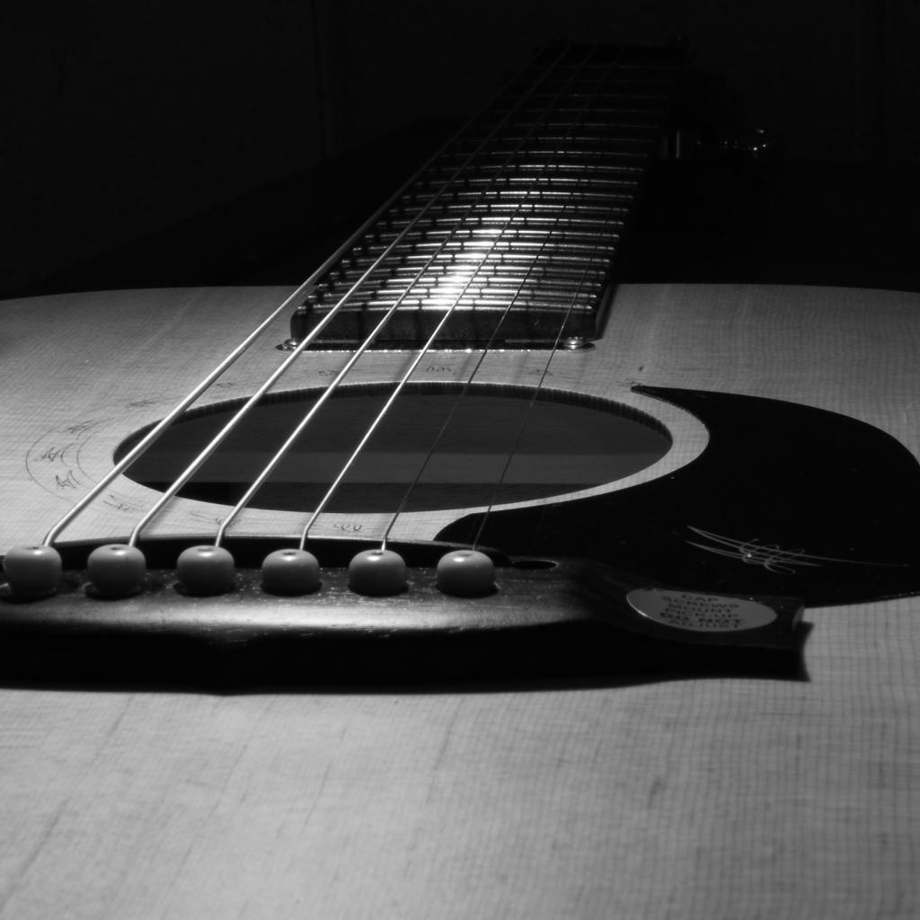 1024x1024 Black And White Guitar Wallpaper