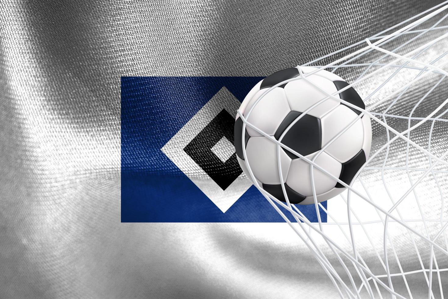 1470x980 UEFA Champions League Hamburger SV flag with a soccer ball in net, UEFA Wallpaper, 3D work and 3D image. Yerevan, Armenia January 27