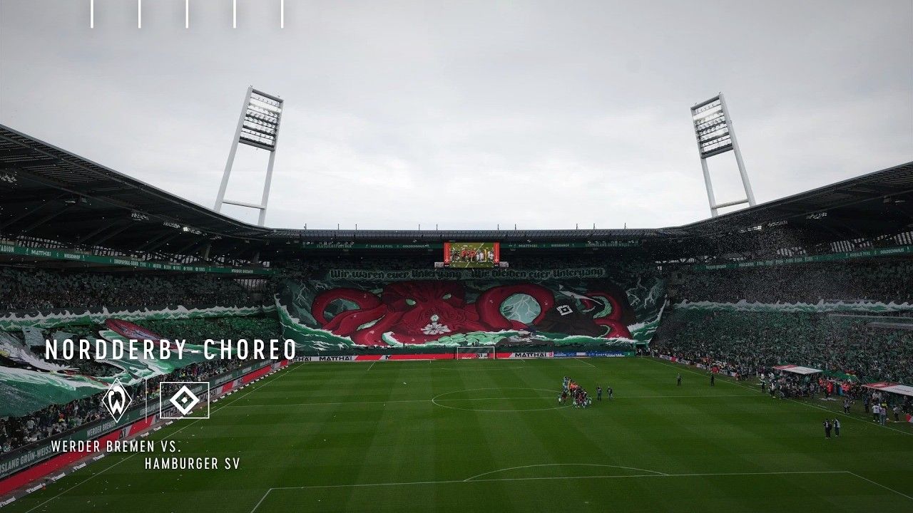 1280x720 Full choreography in the stands for Werder Bremen's game against Hamburger SV