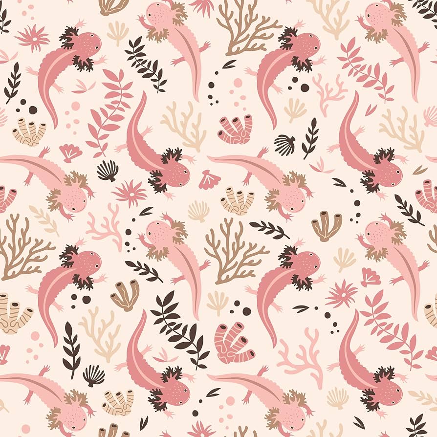 894x894 Axolotl Pink Underwater Garden Peel and Stick Wallpaper by RoomMates, RMWS1247