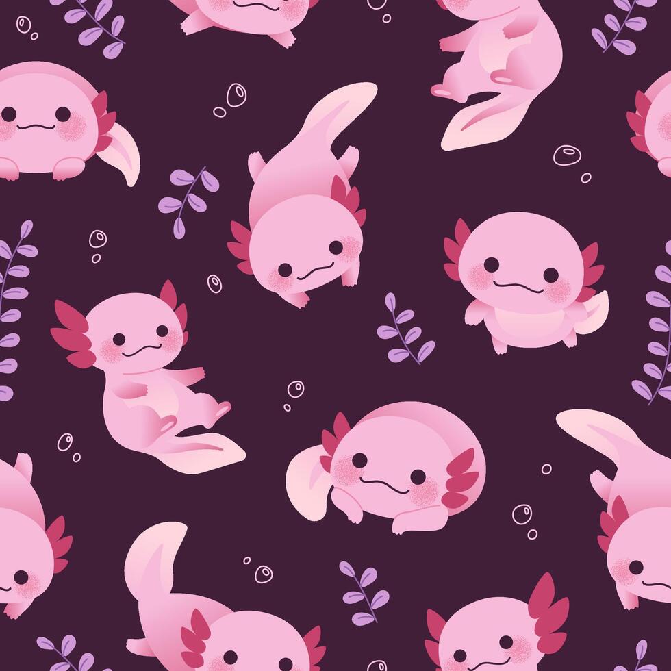980x980 Cute Axolotl Seamless Pattern Background for Kids Design