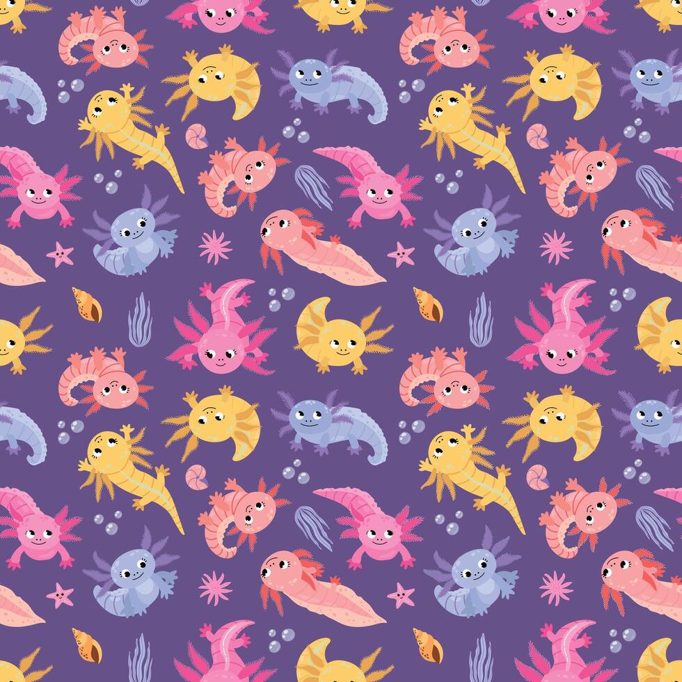 980x980 Seamless pattern with axolotl