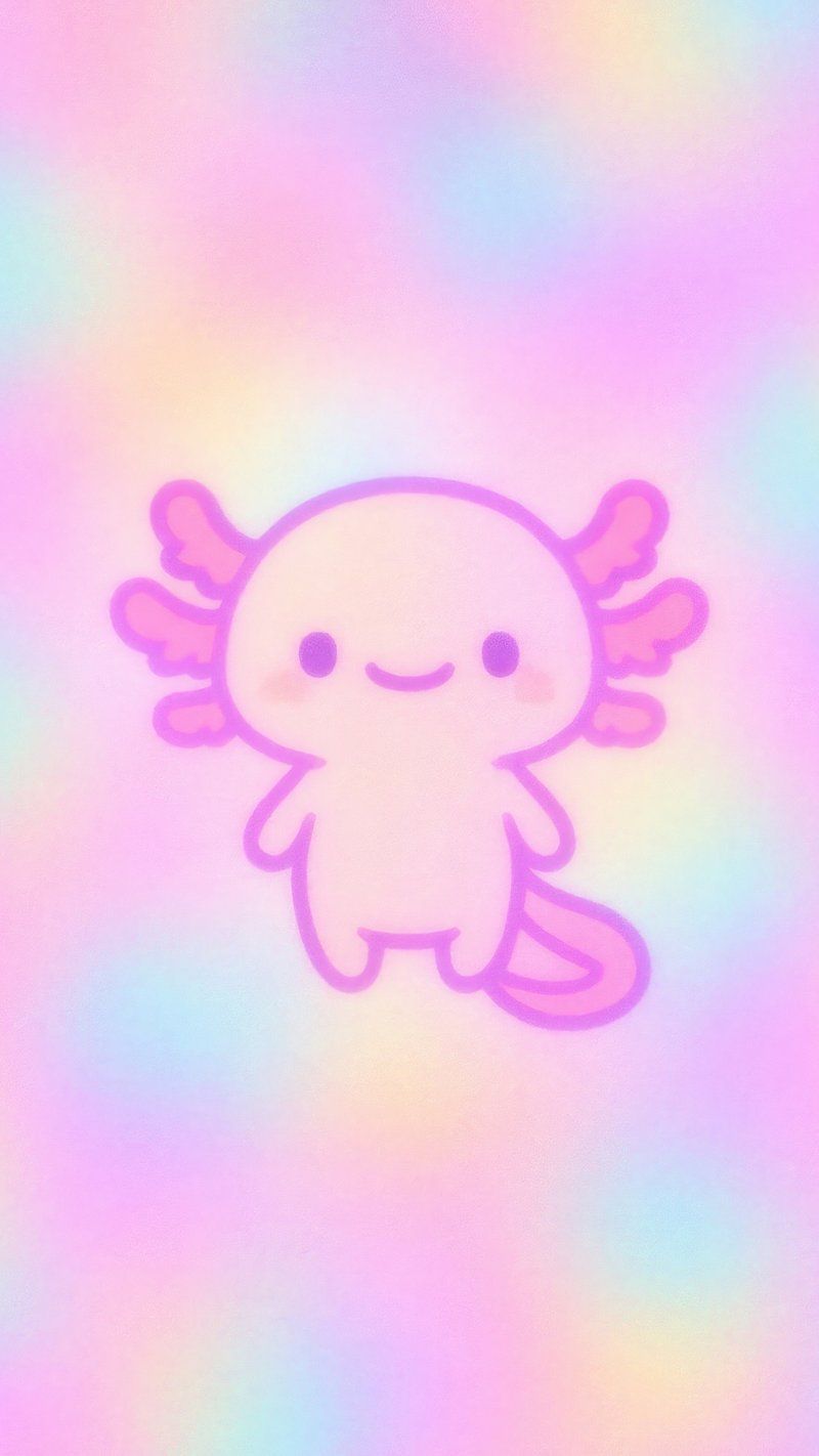 800x1422 Cute pastel axolotl wallpaper mobile. Free Photo Illustration