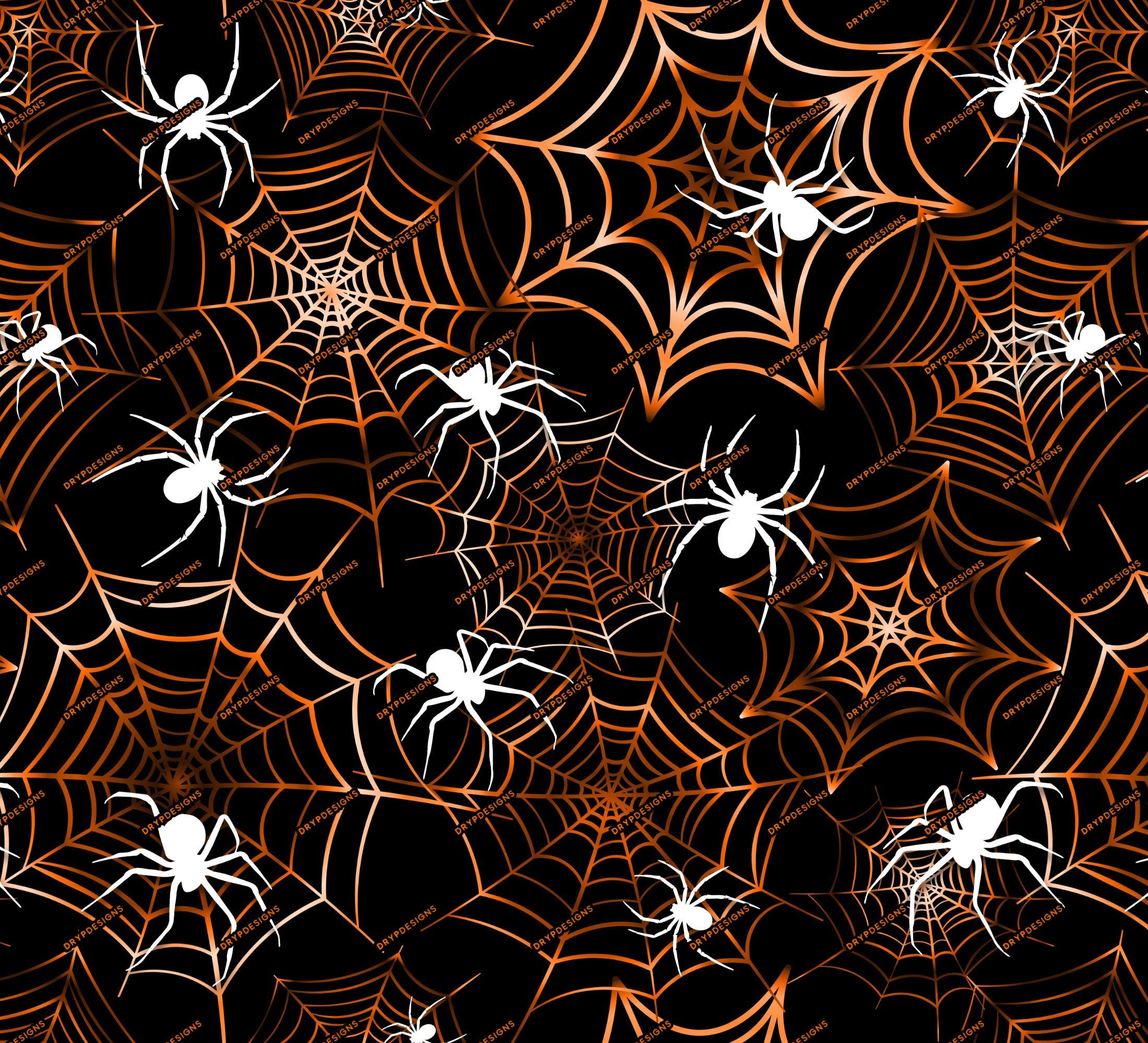 2200x2000 Orange Gradient Spiderweb Seamless Background Pattern + Orange Halloween Digital Paper PNG Digital Download Files