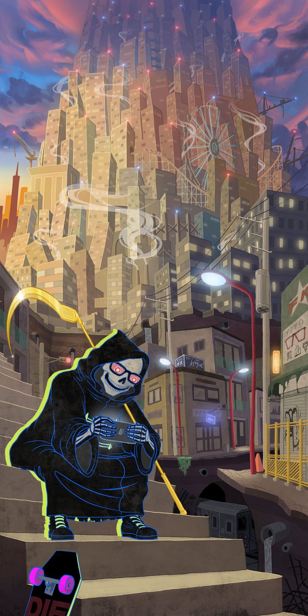 1080x2160 LET IT DIE Fan Art! Uncle Death and The Tower of Barbs