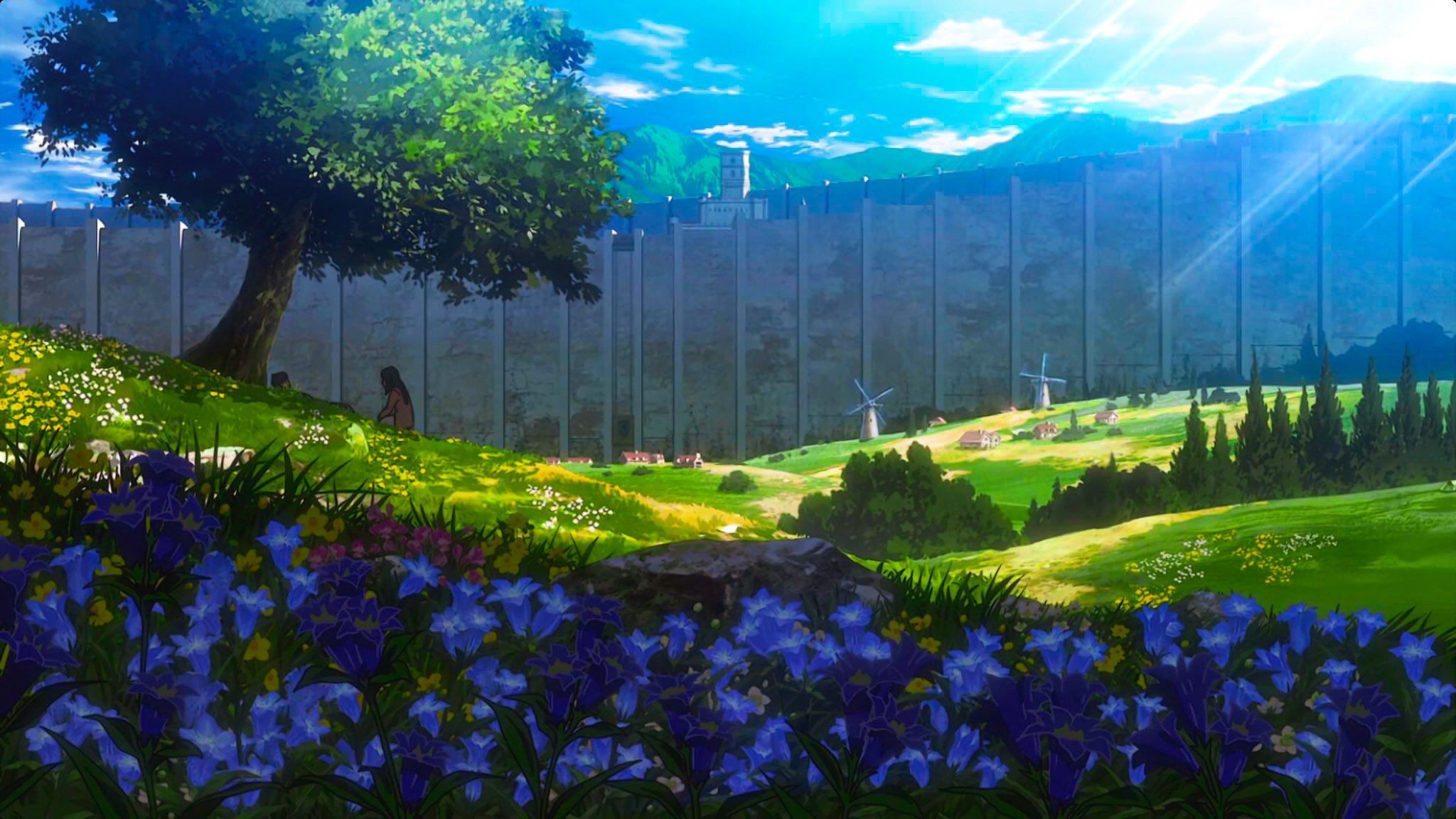 2048x1152 Attack On Titan Landscape Wallpaper