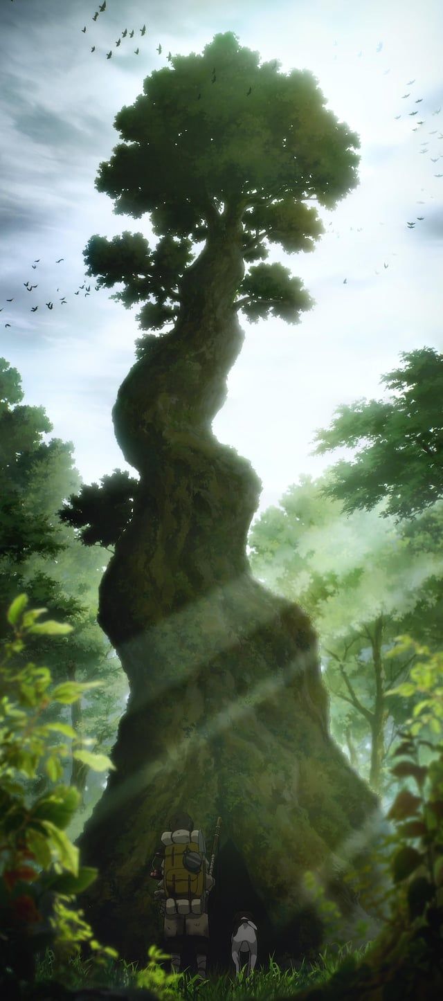 640x1446 I created a phone wallpaper of a panorama of the final scene from the anime