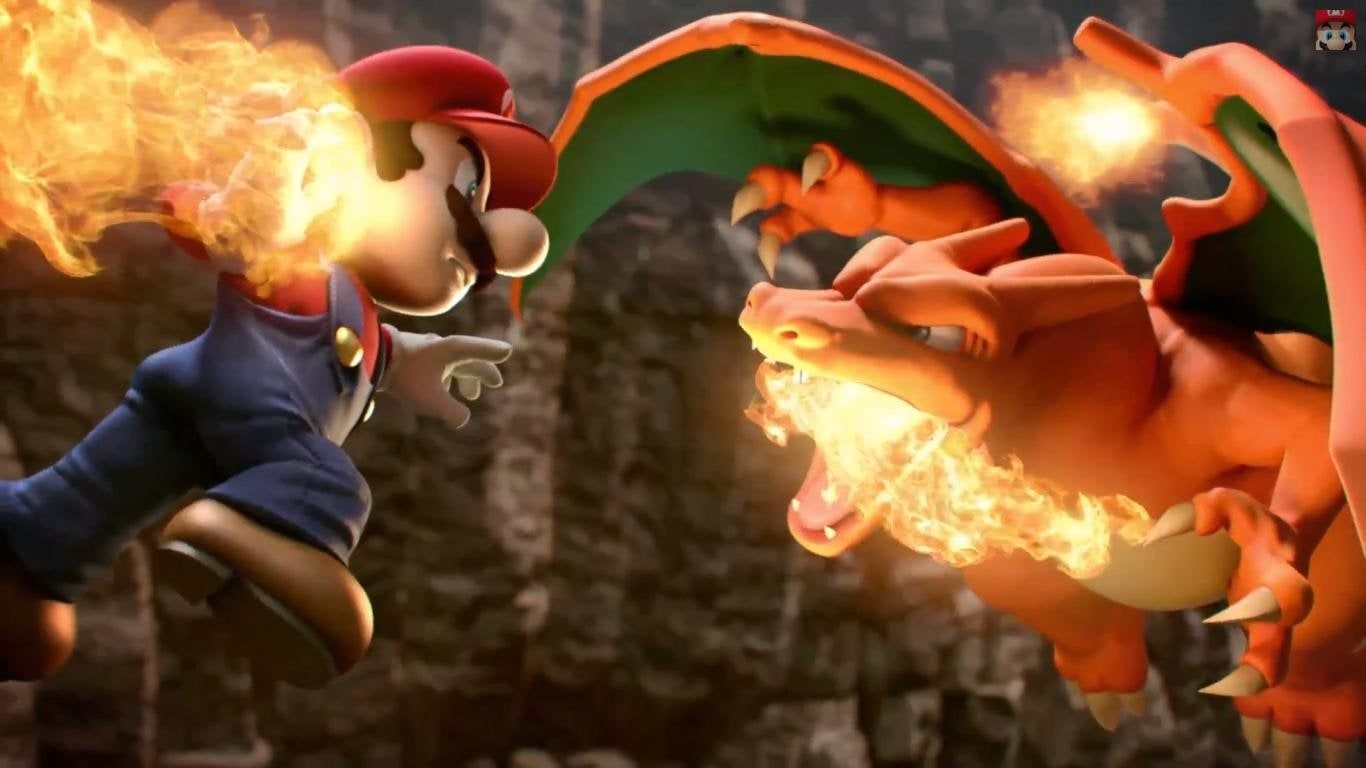 1366x768 Mario vs Charizard Wallpaper (1366x768)