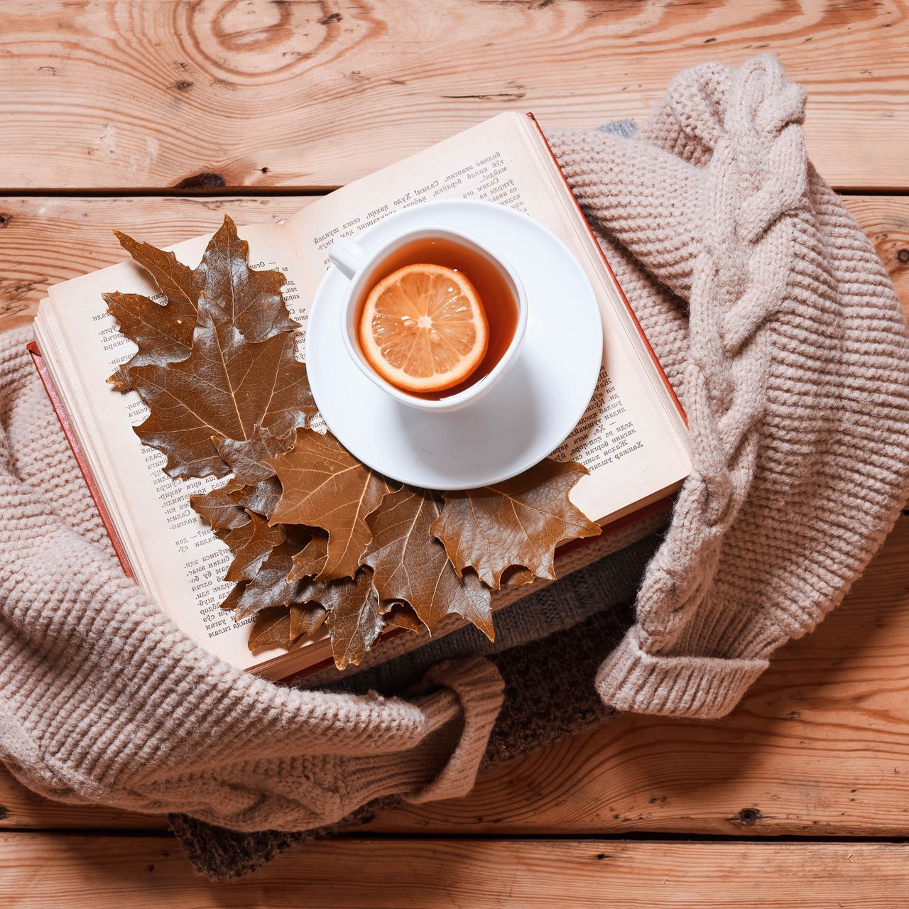 1280x1280 Download wallpaper 1280x1280 tea, lemon, cup, book, autumn, cozy ipad, ipad ipad mini for parallax HD background