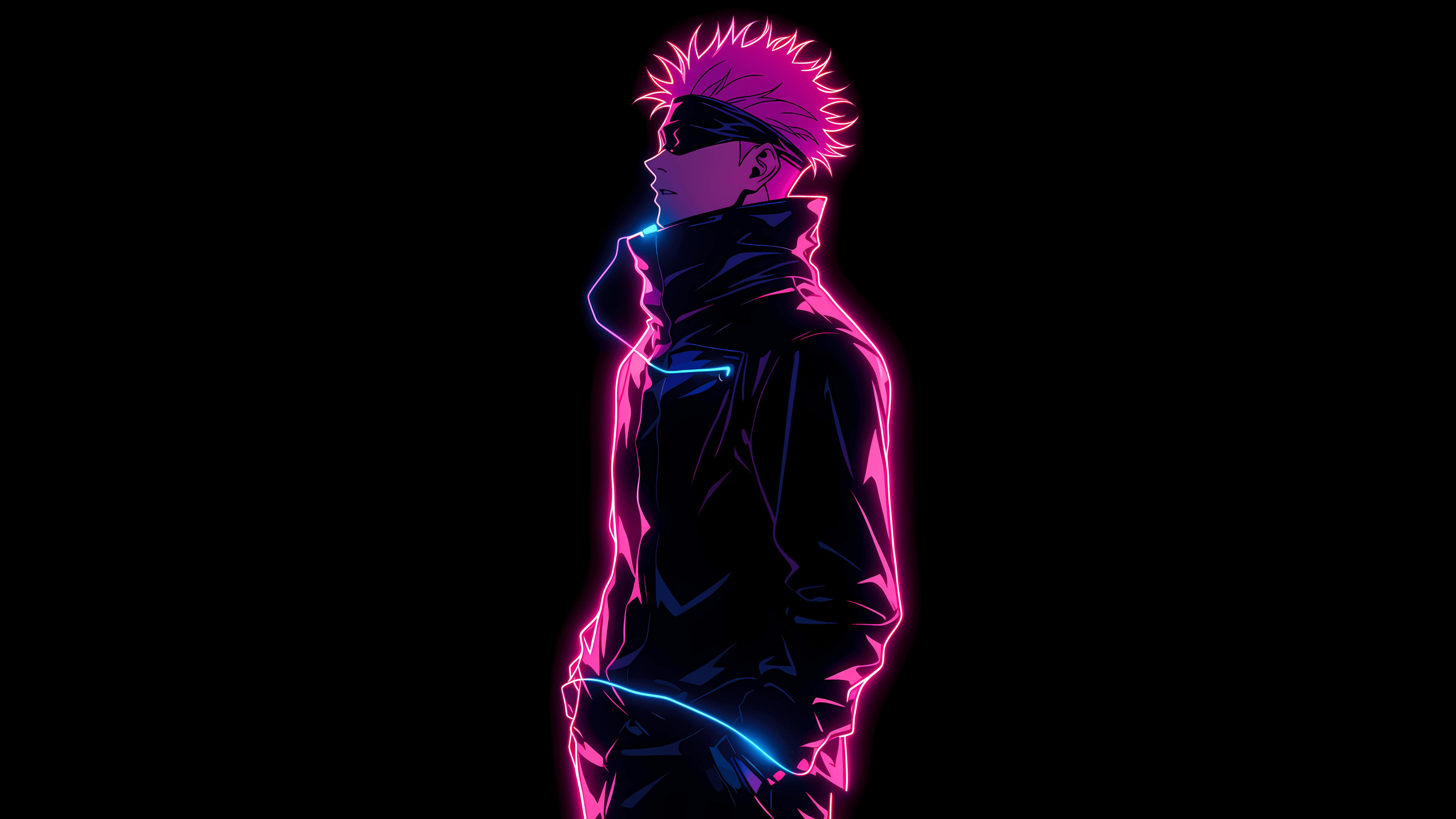 5120x2880 Satoru Gojo Wallpaper 4K, Neon pink, AMOLED