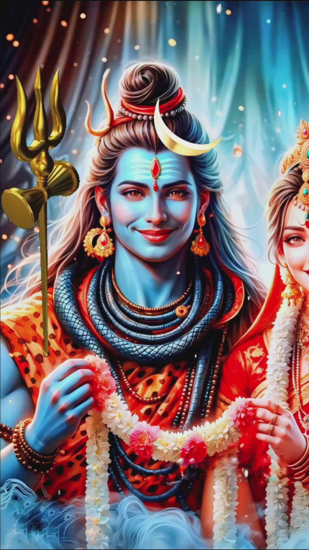 1080x1920 Lord Shiva and Goddess Parvati Smiling
