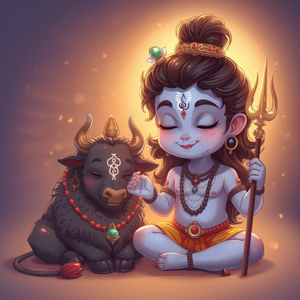 1024x1024 Cute Lord Shiva Cartoon Image Shiva Drawings & Artwork