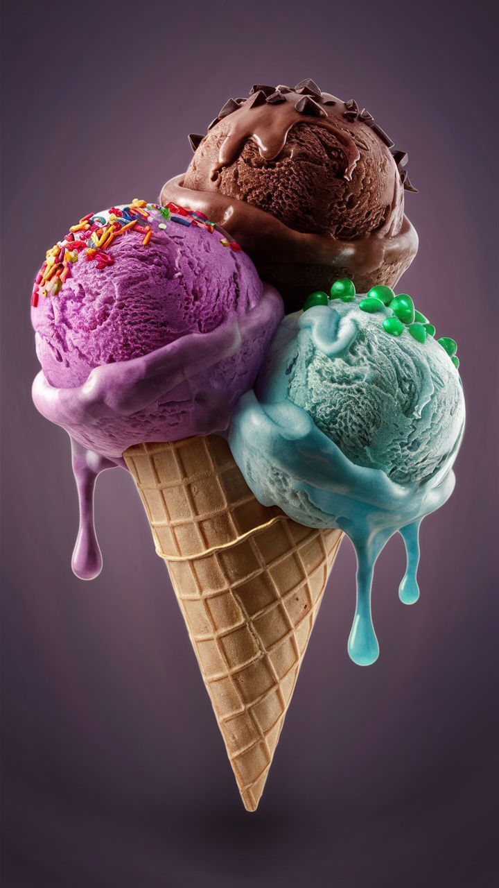 720x1280 Delicious Ice Cream with Sprinkles and Chocolate Drizzle. Chocolate and vanilla ice cream, Colorful ice cream cones, Ice cream party inspiration