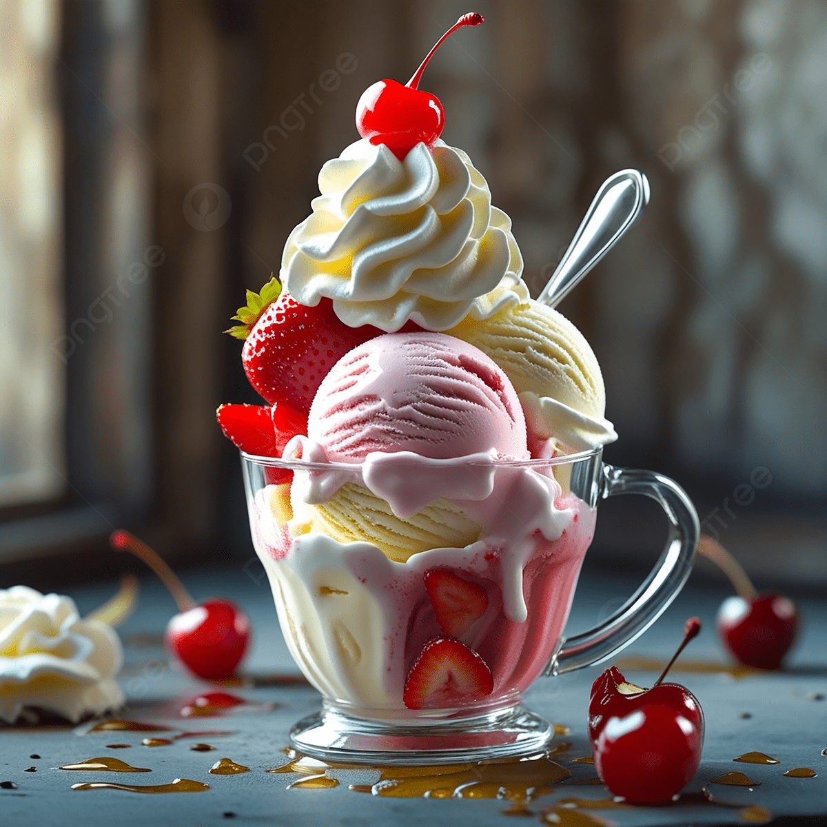 1200x1200 Realistic Strawberry Ice Cream Scoop, Dessert Mockup, Pink Gelato, Food Rendering Background Image And Wallpaper for Free Download