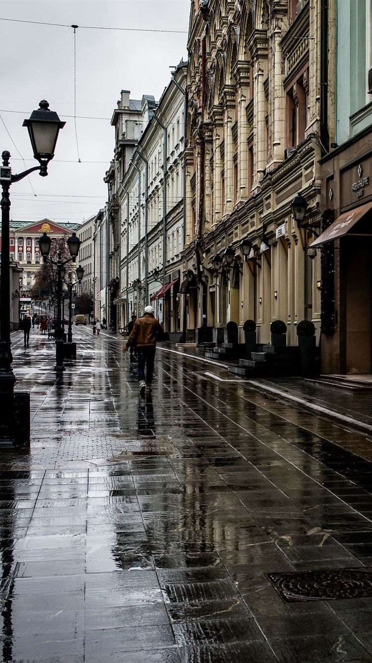 750x1334 Street, Moscow, City, Russia, Rain 750x1334 IPhone 8 7 6 6S Wallpaper, Background, Picture, Image