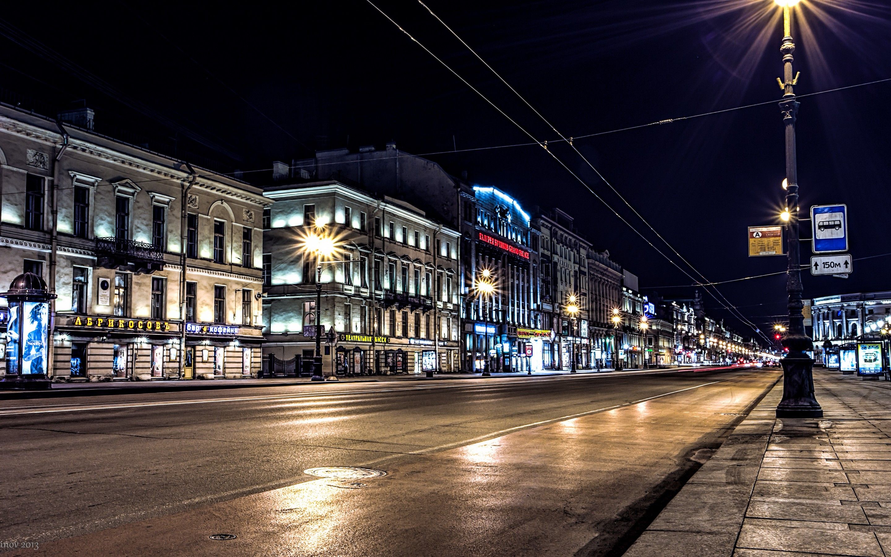 2880x1800 st, , Petersburg, Russia, Night, Lights, Lights, Road, Nevsky, Prospect Wallpaper HD / Desktop and Mobile Background