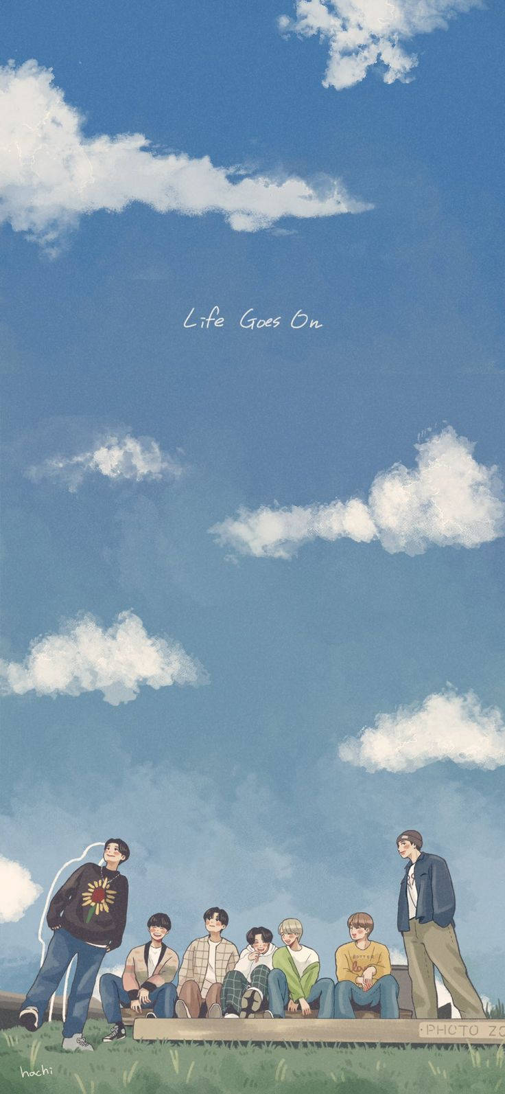 736x1593 Bts Anime Life Goes On Wallpaper