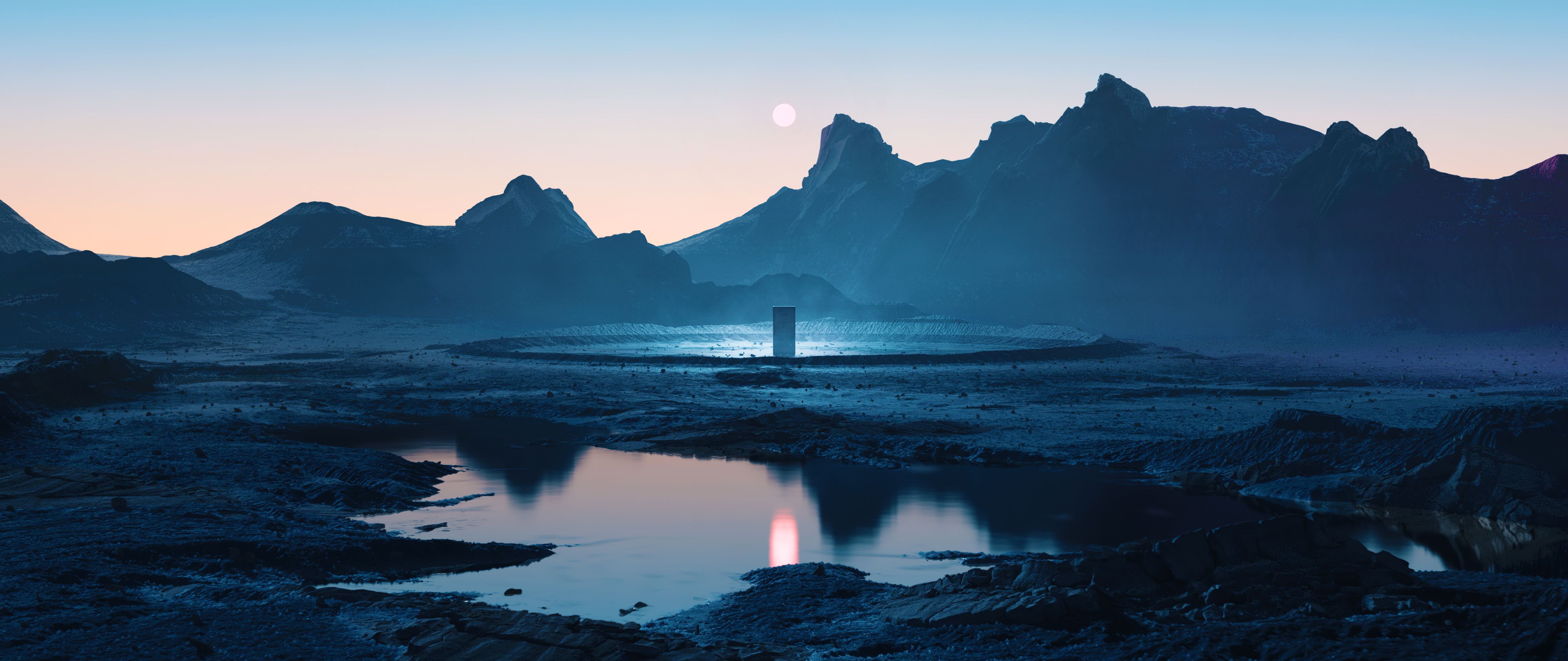 5120x2160 Monolith Wallpaper 4K, Landscape, Ultrawide, Sunset