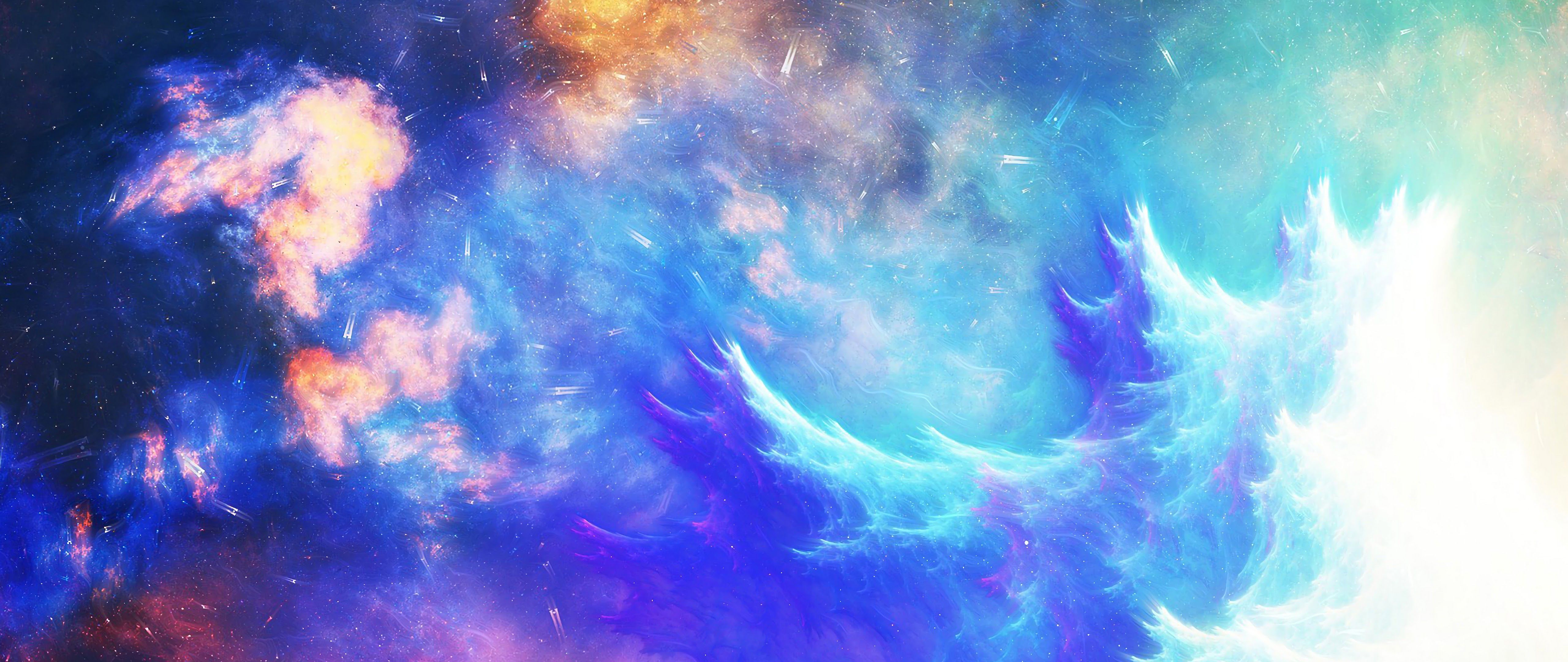 5120x2160 Space Colorful Waves Abstract 4K Wallpaper HD