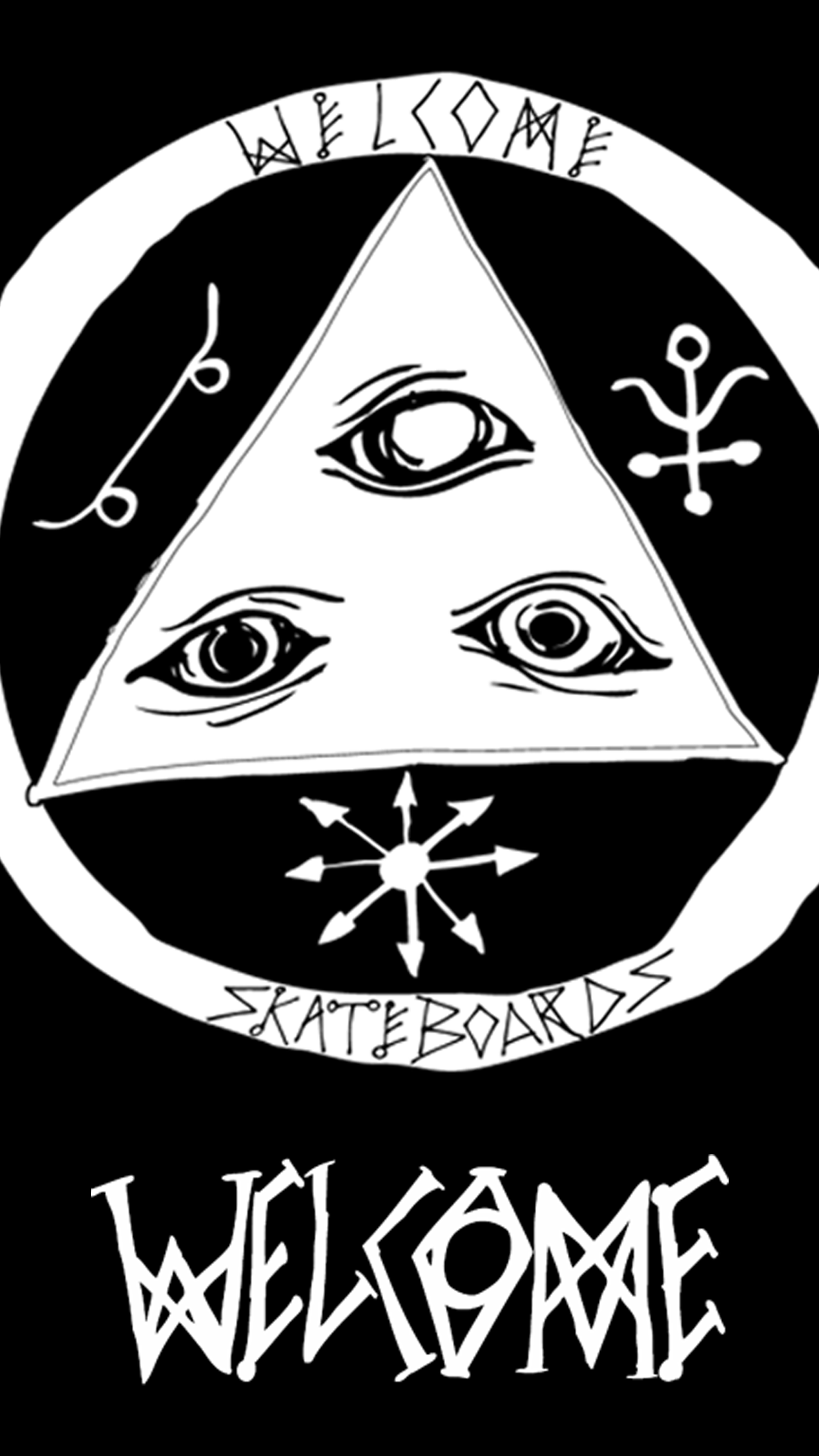 1242x2208 Welcome Skateboards Black and White iPhone 6S Wallpaper. Welcome skateboards, Cool skateboards, Skateboard logo
