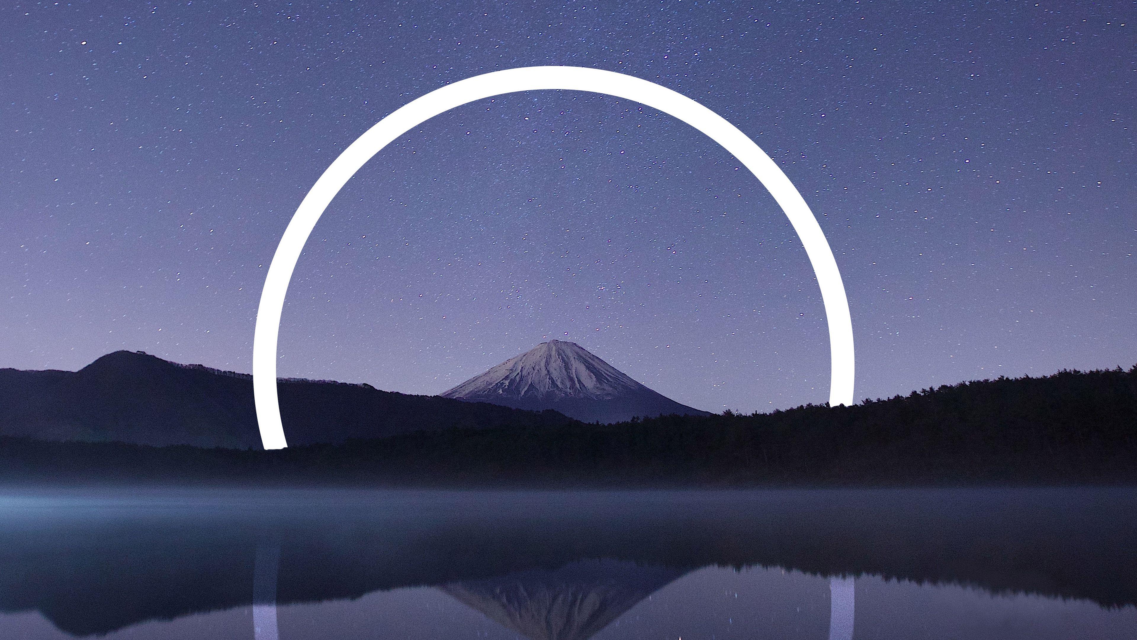 3840x2160 Mount Fuji Geometric Landscape 4K Wallpaper