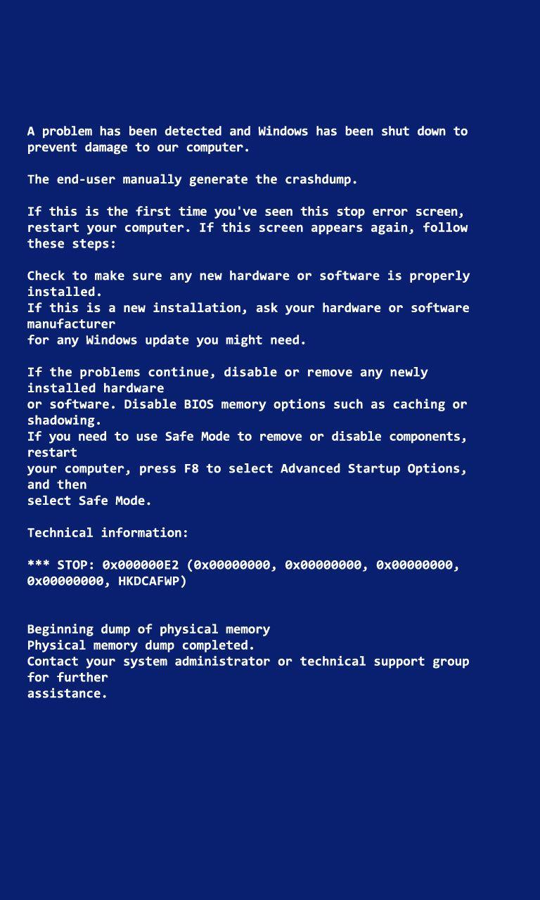 768x1280 Blue Screen of Death Wallpaper