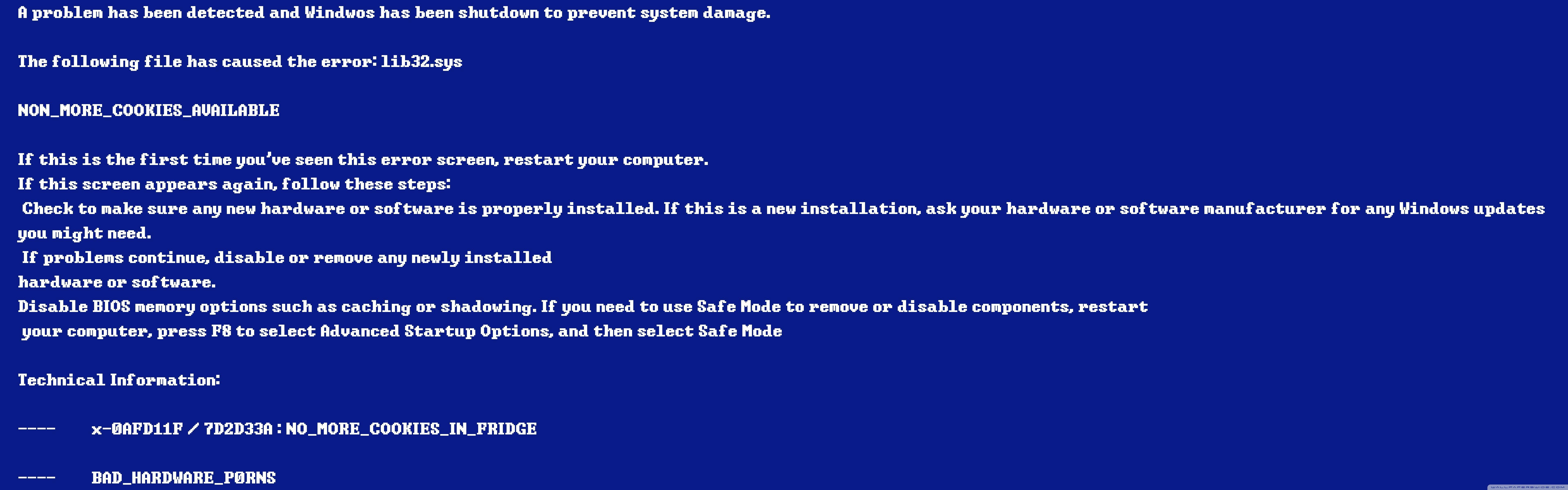 7680x2400 Bluescreen of Death Ultra HD Desktop Background Wallpaper for : Widescreen & UltraWide Desktop & Laptop : Multi Display, Dual Monitor : Tablet