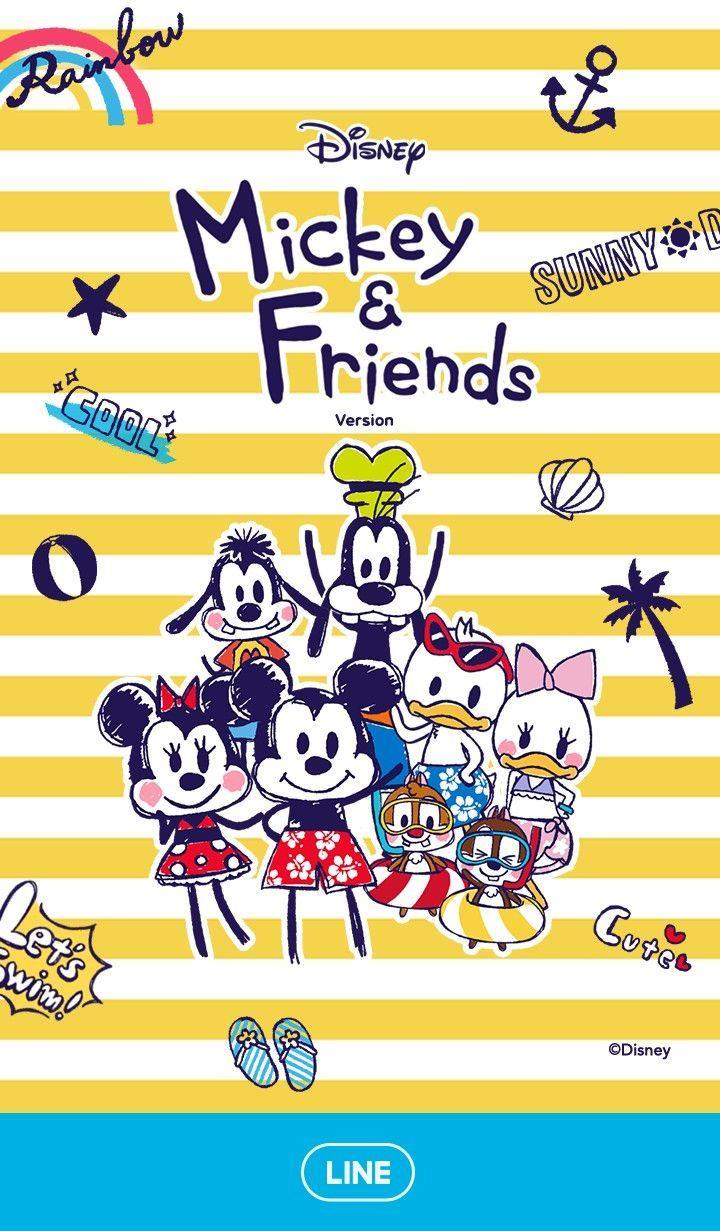 720x1231 Mickey and Friends (Summer Break). Line Wallpaper. Disney lines, Disney wallpaper, Cute disney