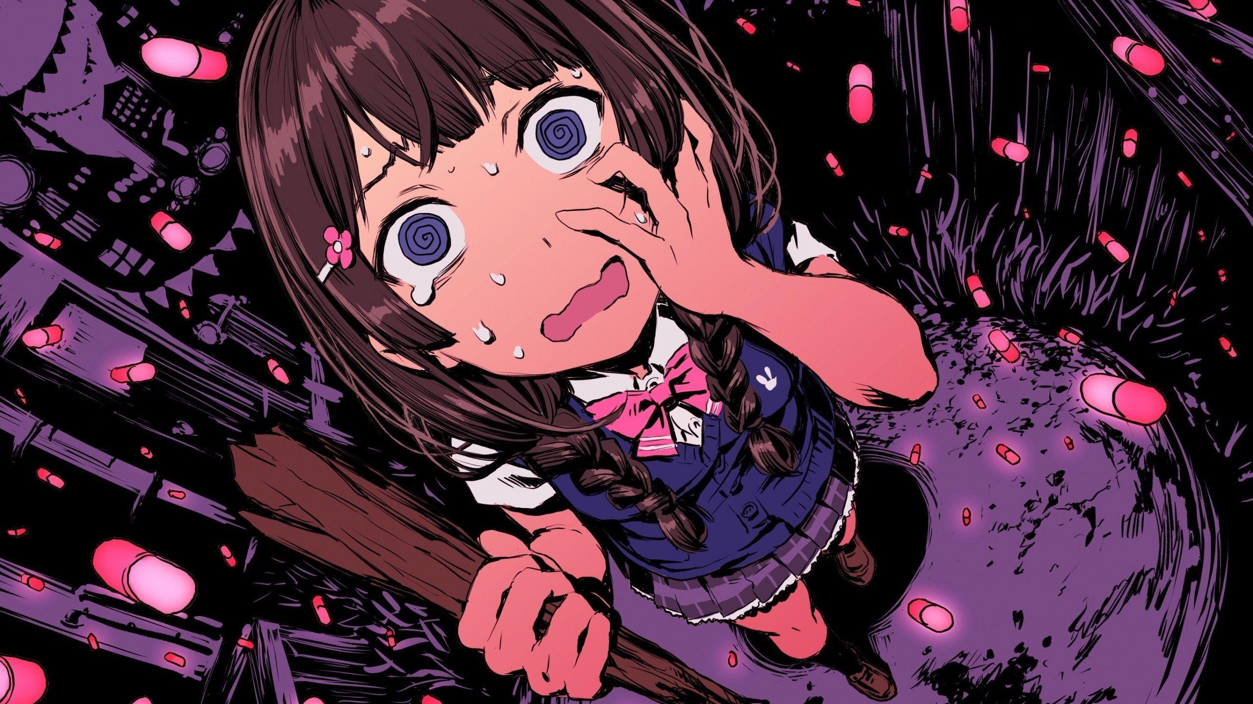 2560x1440 Download 2560x1440 We Happy Few, Tsukino Mito, Virtual Youtuber, Crossover, Scared Expression Wallpaper for iMac 27 inch