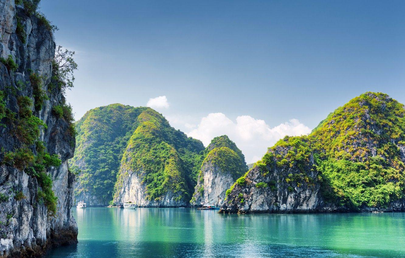 1332x850 Wallpaper Nature, Sea, Rock, Rock, Vietnam, Bay, Halong Bay image for desktop, section природа