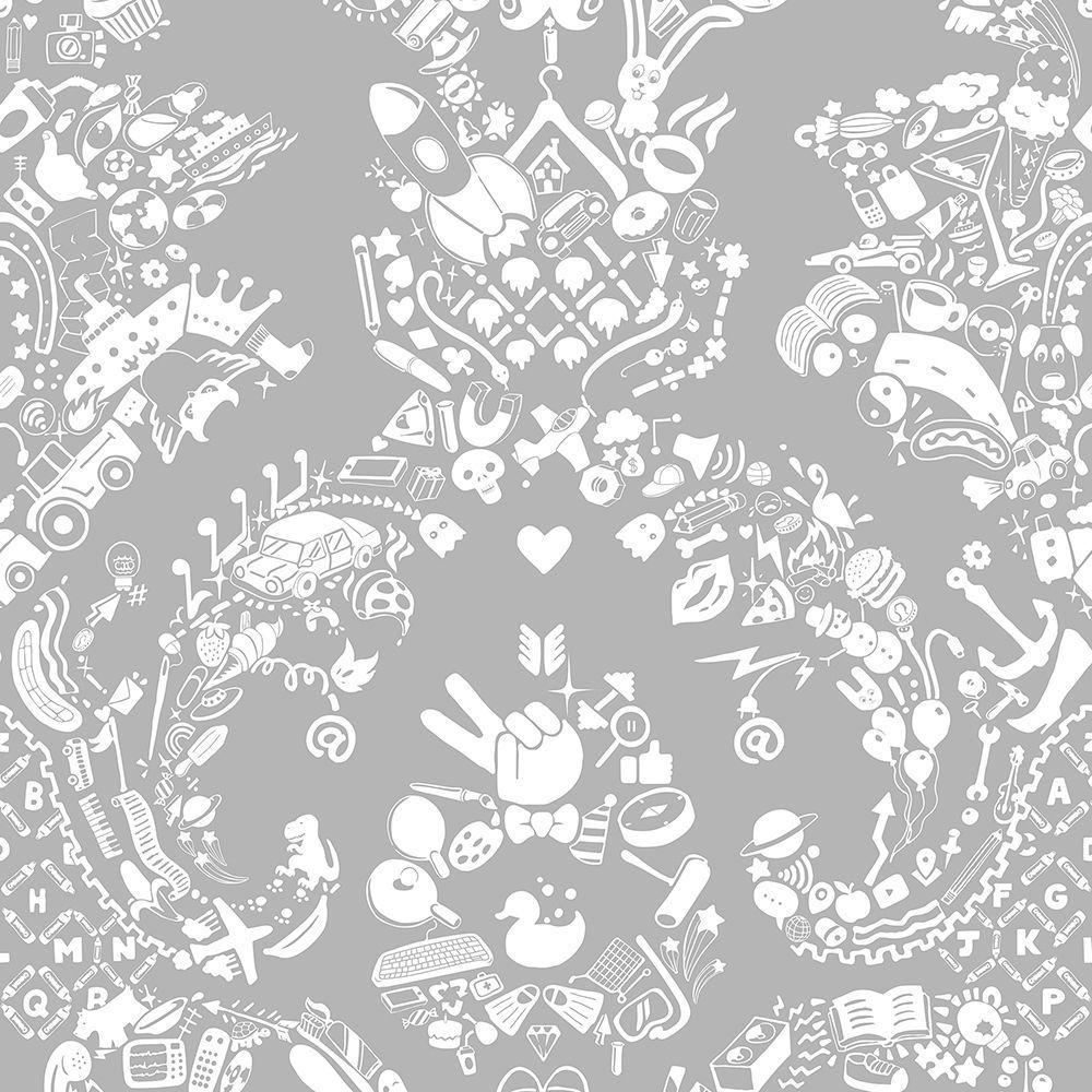 1000x1000 Contemporary wallpaper WORLD DAMASK & GREY fabric / damask / marble look
