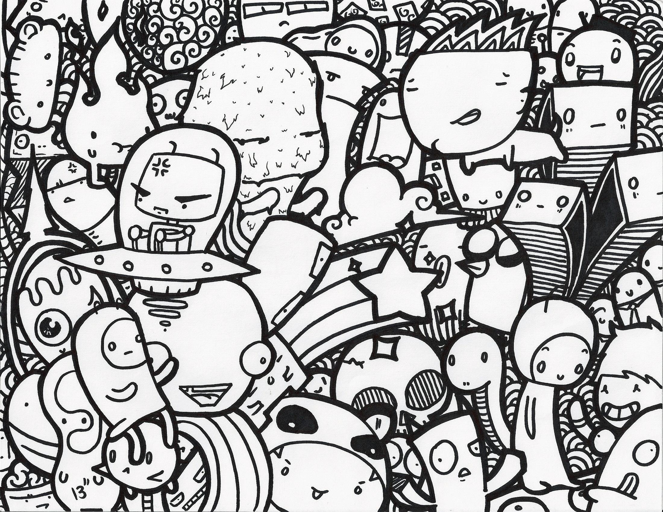 2200x1698 Doodle Art Wallpaper HD Black And White