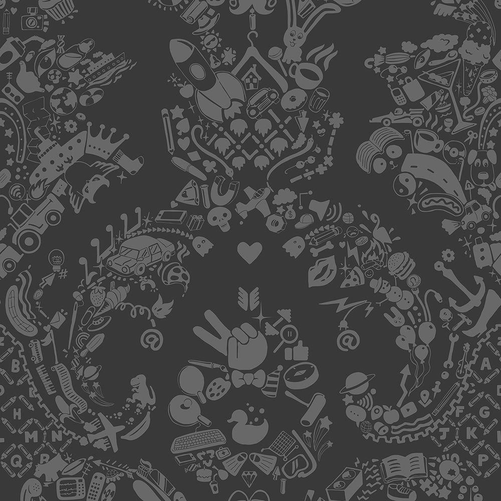 1000x1000 Design wallpaper WORLD DAMASK & GREY fabric / patterned / fabric look