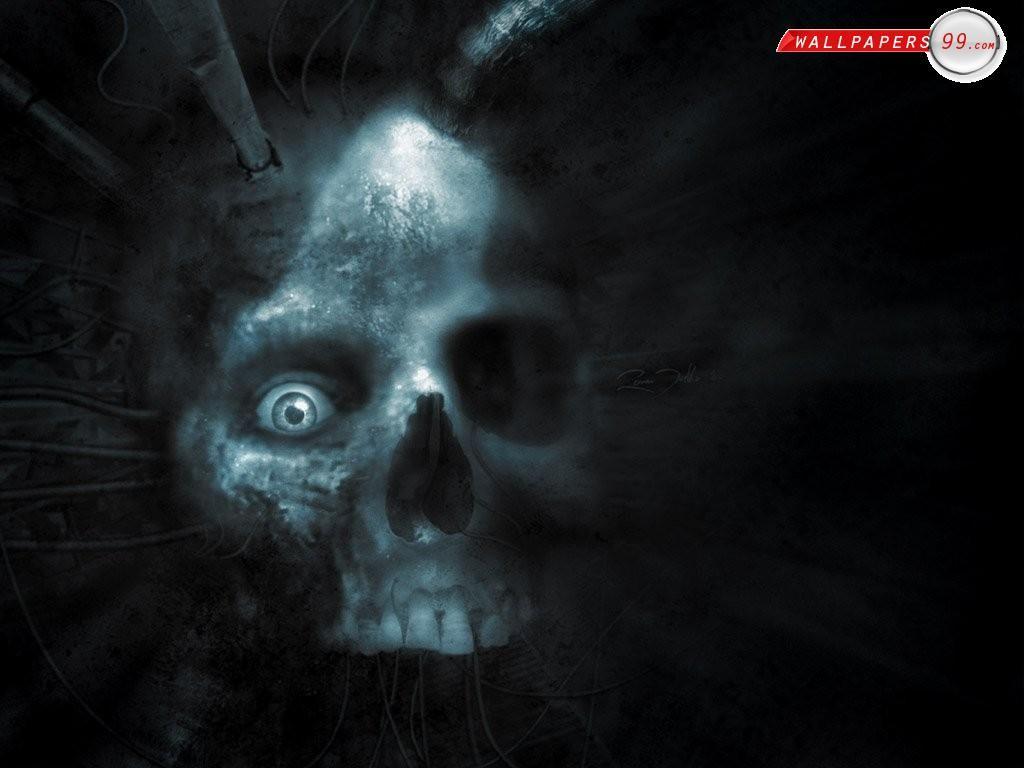 1024x768 Dark horror evil sci fi skull art cyborg robot wallpaper 1920x1200