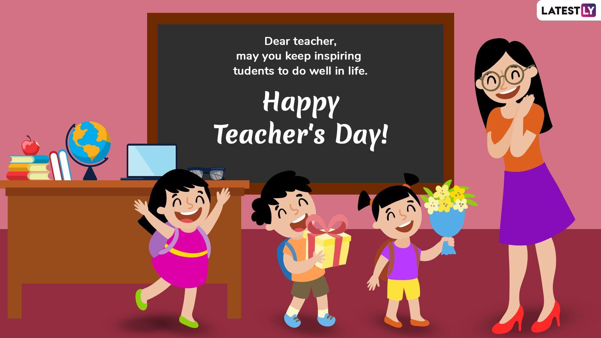 1920x1080 Happy Teacher's Day 2019 Greetings: WhatsApp Stickers, GIF Image, Messages, Quotes and SMS to Send Wishes to Your Guru