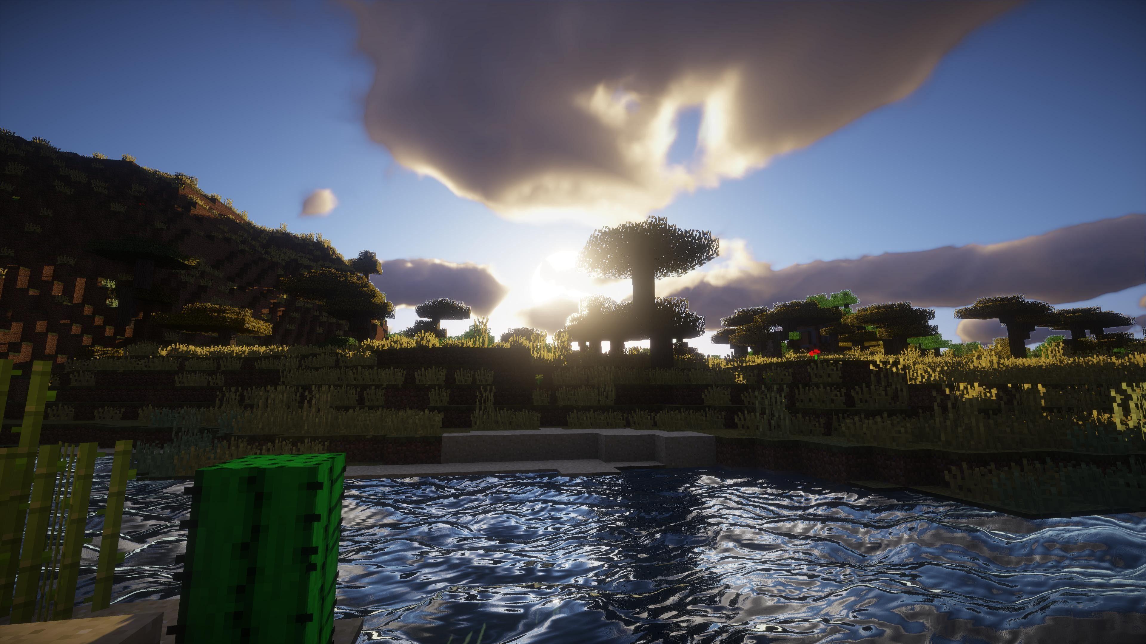 minecraft scenery with shaders
