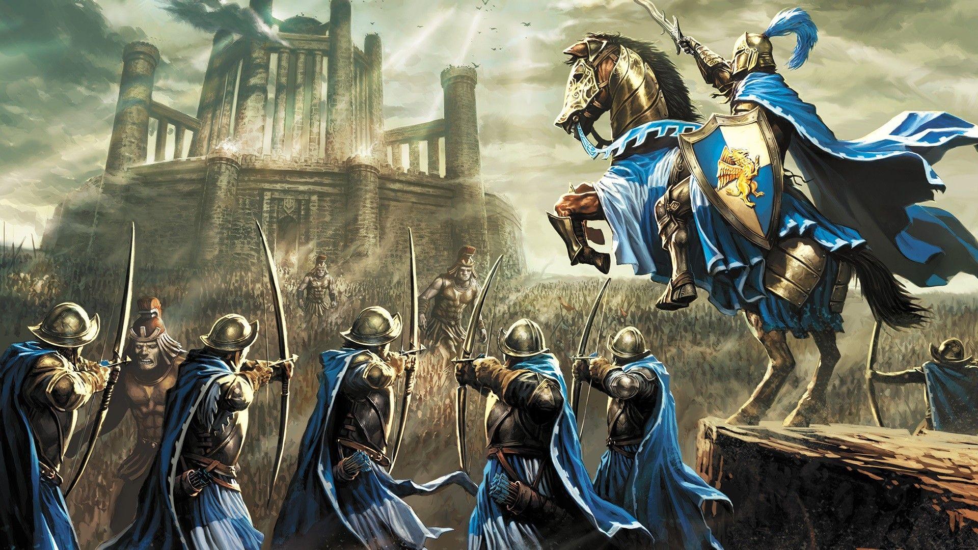 1920x1080 #knight, #fantasy art, #artwork, #horse, #war, #Heroes of Might and Magic, #archer, #video games, #Heroes of Might and Magic III, wallpaper. Mocah.org HD Wallpaper