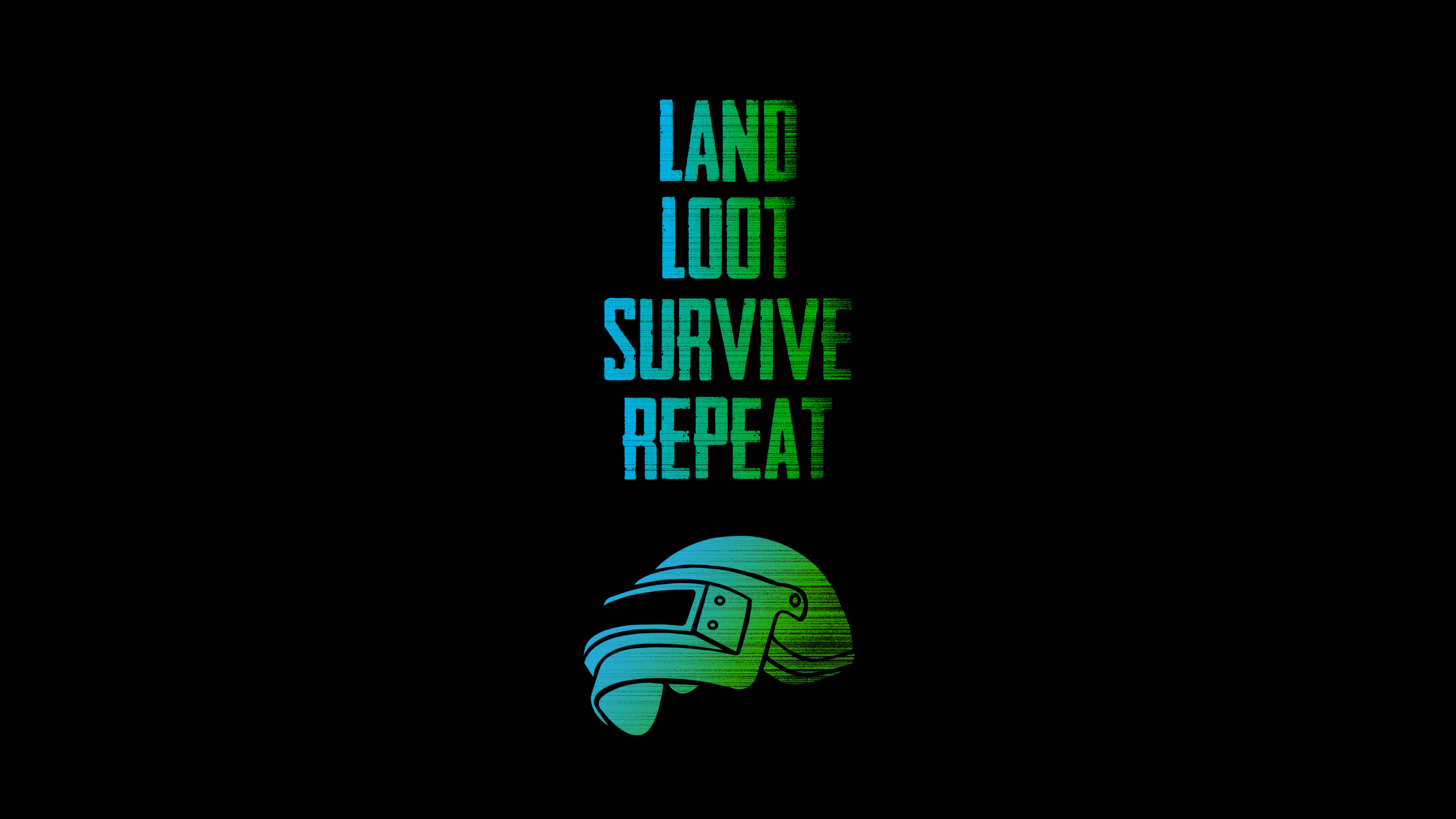 3840x2160 PUBG 4K Wallpaper, Survive, Loot, Repeat, Black Background, Helmet, Black Dark