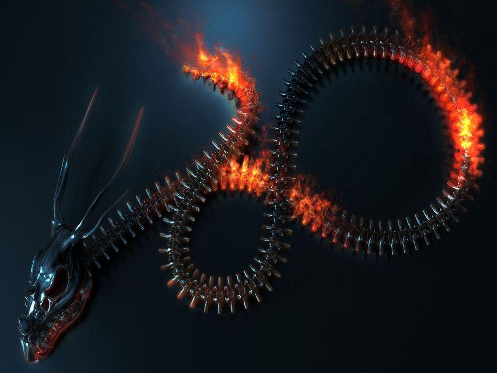 1024x768 Metal Dragon. Free Metal Dragon Skeleton Wallpaper