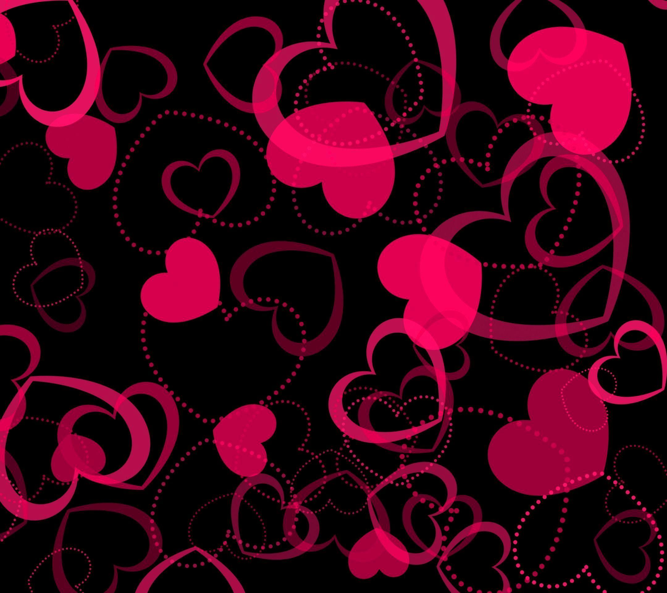 Download Glitter Pink Hearts On Shiny Black Wallpaper  Wallpaperscom