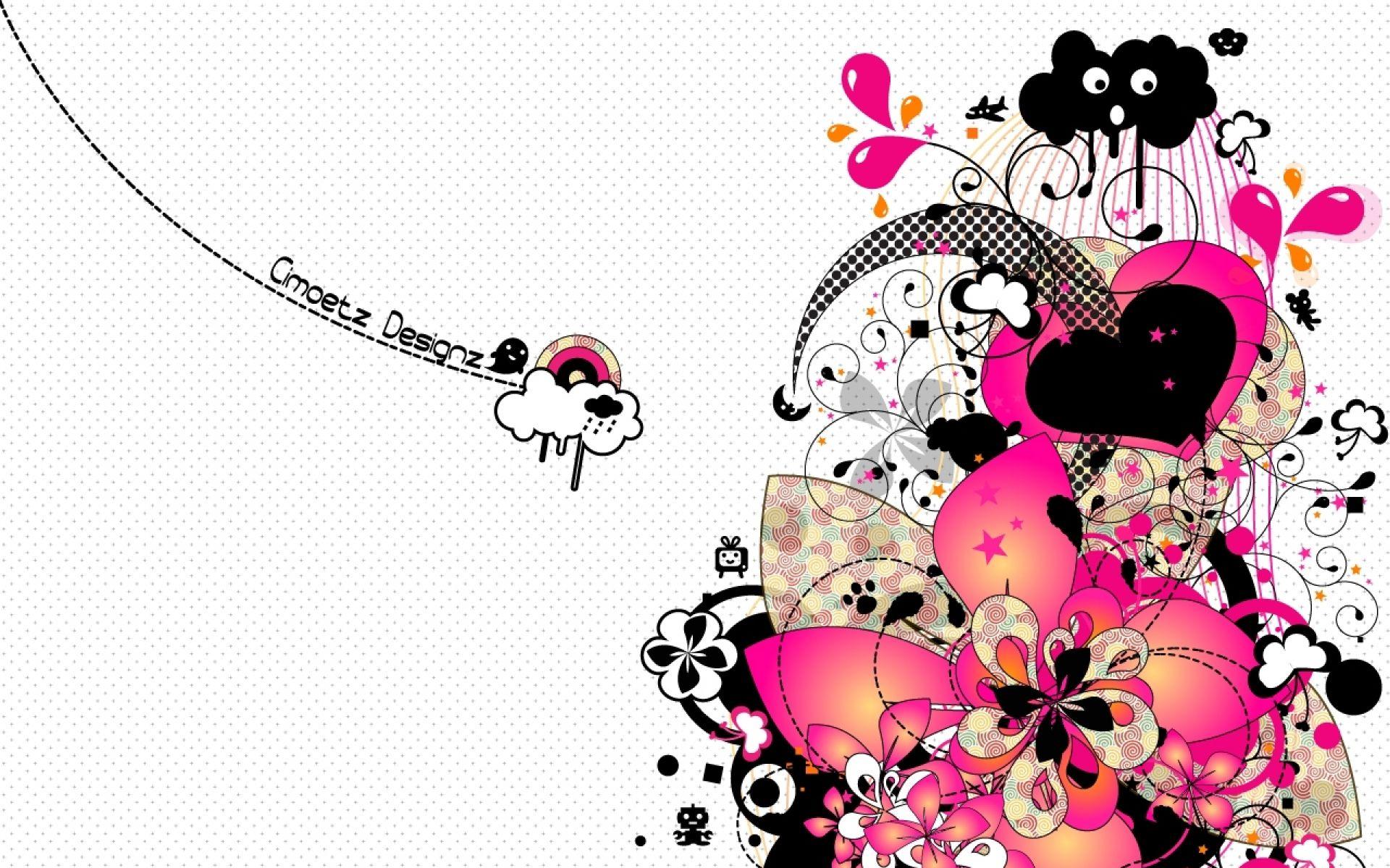 1920x1200 Pink Black Flower Heart Cloud wallpaper. Pink Black Flower Heart Cloud
