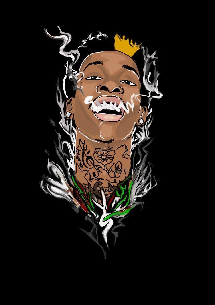 752x1063 Awesome Wiz Khalifa Cartoon Wallpaper