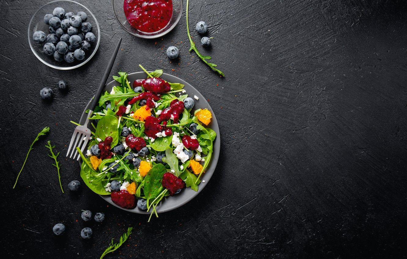 1332x850 Wallpaper berries, cheese, fruit, salad, lettuce, summer image for desktop, section еда